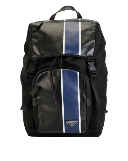 Backpack, &pound;550, Handbags, Black/Blue, Leather/Nylon, Front view